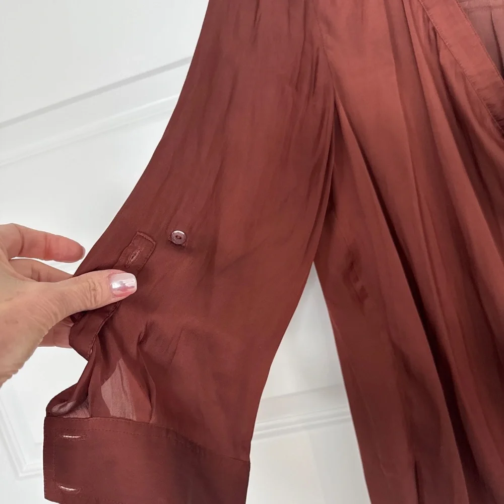 Vince Bronze 3/4 Sleeve Blouse Size 8 - Picture 3 of 4